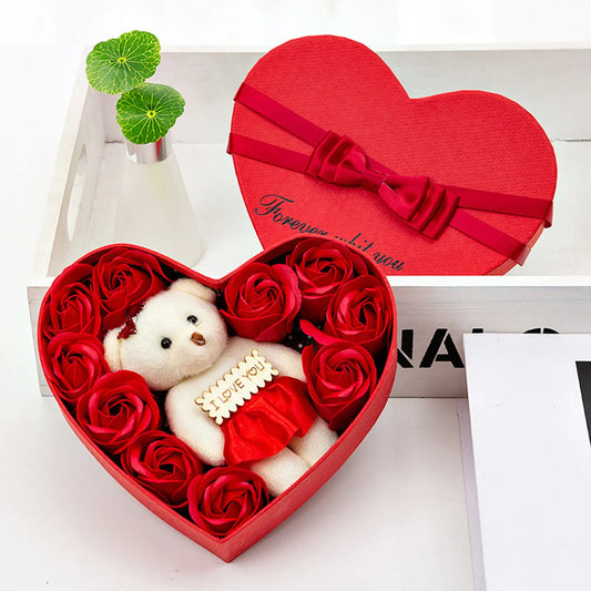 10 Heart-shape Soap Flower Gift Box